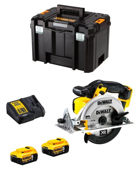 Sierra Circular DeWALT DCS391P2 (2 x 5,0 Ah + DCB115 + TSTAK VI)