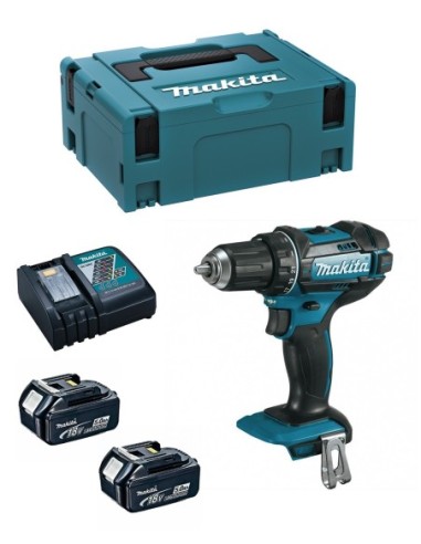 Taladro Atornillador MAKITA DDF482RTJ (2 x 5,0 Ah + DC18RC + MAKPAC 2)