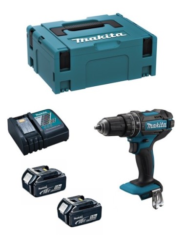 Taladro Percutor MAKITA DHP482RTJ (2 x 5,0 Ah + DC18RC + MAKPAC 2)