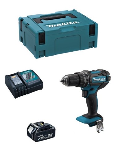 Taladro Percutor MAKITA DHP482RTJ1 (1 x 5,0 Ah + DC18RC + MAKPAC 2)