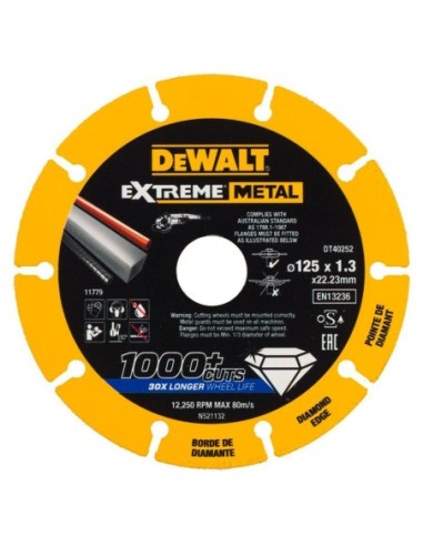 Disco de corte con borde diamantado Extreme Metal DeWALT DT40252-QZ (Ø 125 x 22.3 mm)