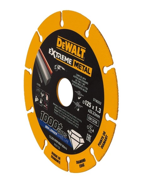 Disco de corte con borde diamantado Extreme Metal DeWALT DT40252-QZ (Ø 125 x 22.3 mm)