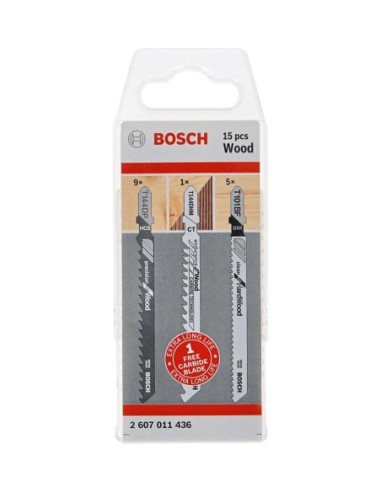 Set de 15 Hojas de sierra de calar para madera BOSCH (2 607 011 436)