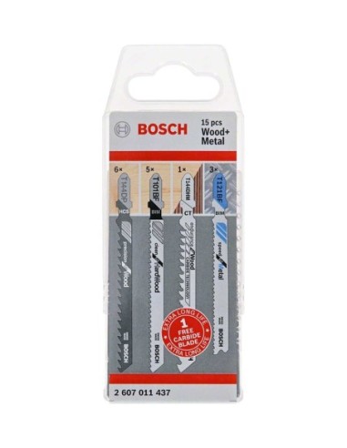 Set de 15 Hojas de sierra de calar para madera y metal BOSCH (2 607 011 437)