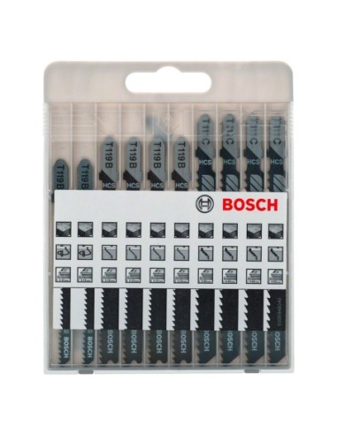 Set de 10 Hojas de sierra de calar BOSCH Basic for Wood (2 607 010 629)