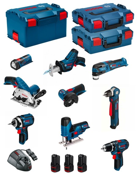 BOSCH Kit 12V BMK9-28BD3 (GSR 12V-15+GDR 12V-105+GKS 12V-26+GWS 12V-76+GST 12V-70+GOP 12V-28+GSA 12V-14+GWB 12V-10+GLI 12V-80)