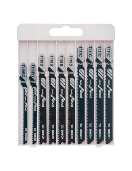 Set de 10 Hojas de sierra de calar BOSCH Basic for Wood (2 607 010 629)