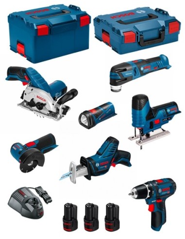 BOSCH Kit 12V BMK7-28AD3 (GSR 12V-15+GKS 12V-26+GWS 12V-76+GST 12V-70+GOP 12V-28+GSA 12V-14+GLI 12V-80+3 x 2,0Ah+GAL1230CV)