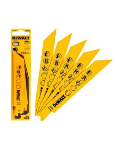 Juego de 5 Hojas de cobalto corte metal para sierra sable DeWALT DT2361-QZ (152 mm)