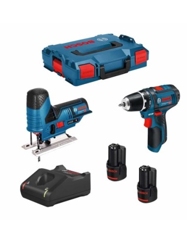 BOSCH Kit 12V B12GSTGSR2bat3a-40 (GSR 12V-15 + GST 12V-70 + 2 x 3,0 Ah + GAL12V-40 + L-Boxx 102)