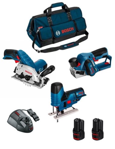 BOSCH Kit 12V BMKB3-28AD2 (GKS 12V-26 + GST 12V-70  + GHO 12V-20 + 2 x 2,0 Ah + GAL1230CV + HDBAG)