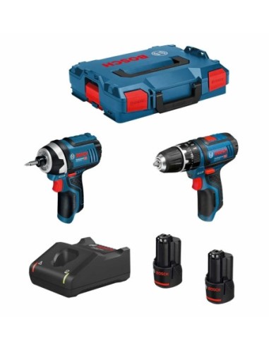 BOSCH Kit 12V B12GSBGDR2bat3a-40 (GSB 12V-15 + GDR 12V-105 + 2 x 3,0 Ah + GAL12V-40 + L-Boxx 102)