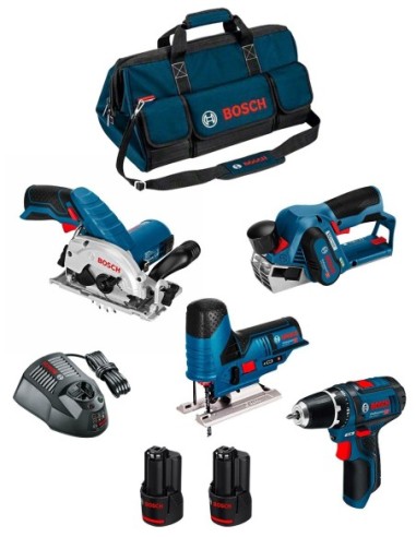 BOSCH Kit 12V BMKB4-28AD2 (GKS 12V-26 + GST 12V-70 + GHO 12V-20 + GSR 12V-15 + 2 x 2,0 Ah + GAL1230CV + HDBAG)