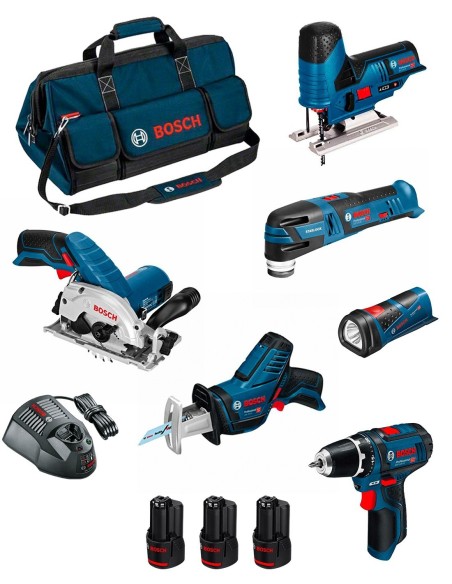 BOSCH Kit BMKB6-28CD3 (GSR 12V-15 + GKS 12V-26 + GST 12V-70 + GOP 12V-28 + GSA 12V-14 + GLI 12V-80 + 3x2,0 Ah +GAL1230CV +HDBAG)