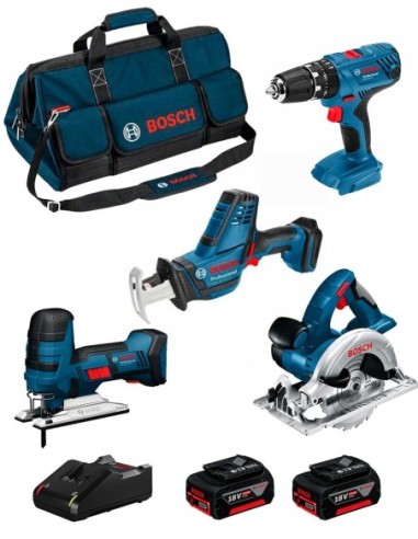 BOSCH Kit 18V BK404BAG (GSA 18 V-LI C + GST 18 V-LI S + GKS 18 V-LI + GSB 18V-21 + 2 x 5,0 Ah + GAL18V-40 + Bolsa)