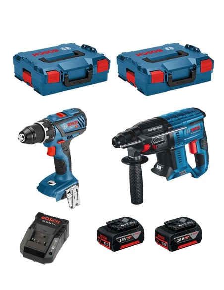 BOSCH GSR 18V-28 + GBH 18V-21 (2 x 4,0 Ah + AL1820CV + 2 x L-Boxx 136)