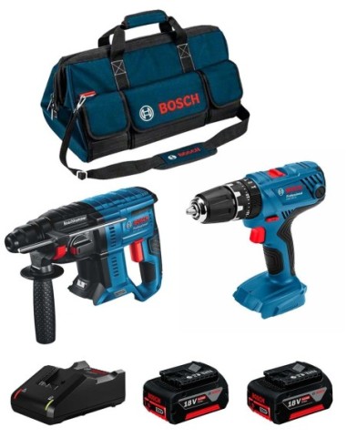 BOSCH Kit 18V BK206BAG (GBH 18V-21 + GSB 18V-21 + 2 x 4,0 Ah + GAL18V-40 + Bolsa)