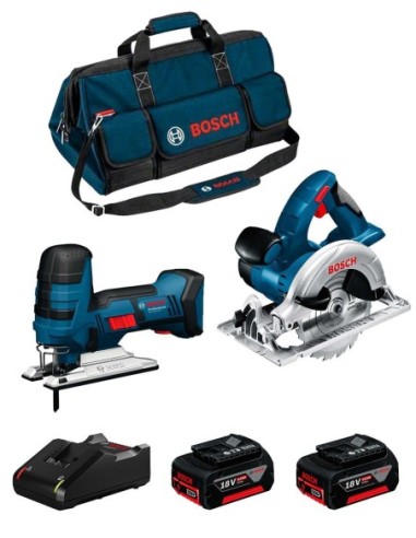 BOSCH Kit 18V BK204BAG (GKS 18 V-LI + GST 18 V-LI S + 2 x 4,0 Ah + GAL18V-40 + Bolsa)