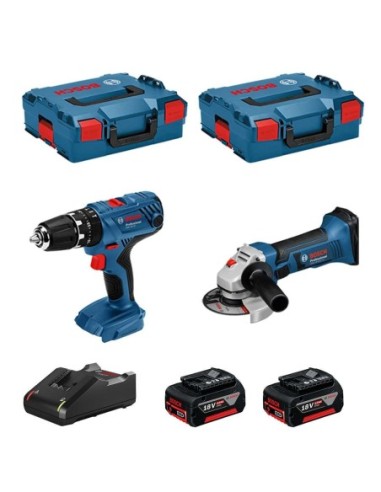 BOSCH Kit 18V BSK182M2A (GSB 18V-21 + GWS 18-125-VLI + 2 x 4,0 Ah + GAL18V-40 + 2 x L-Boxx 136 )