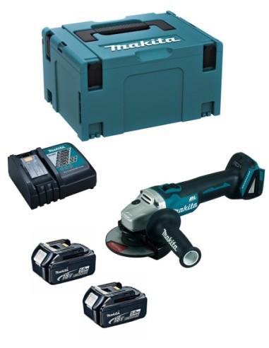 Mini-Amoladora MAKITA DGA504RTJ (2 x 5,0 Ah + DC18RC + MAKPAC 3)