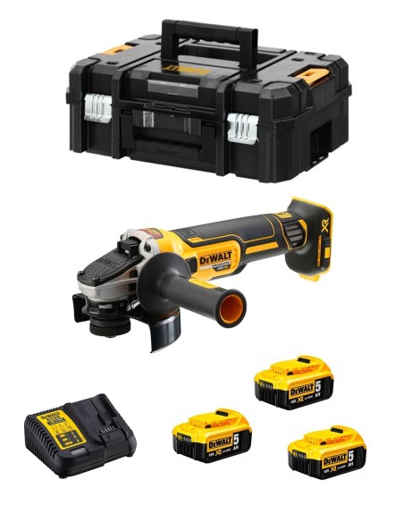 Mini-Amoladora DeWALT DCG405P3 (3 x 5,0 h + DCB115 + TSTAK II)