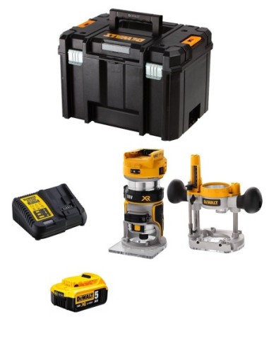 Fresadora DeWALT DCW604P1T (1 x 5,0 Ah + DCB115 + TSTAK VI)